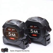 Self-Locking Fluorescent Steel Measuring Tape Durable Measuring Tool With High-Accuracy Laser Calibration, Wear-Resistant, Black And Gold, Available In Multiple Sizes: 5m/7.5m/10m