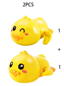2 piezas Juguete de agua a cuerda con patitos de dibujos animados para baño, juguetes de agua para niños, juguetes de bebé, juguetes para la ducha, juguete de pato para bebé