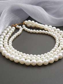 Đồ trang trí Ngọc Trai giả Dây chuyền - trắng - Xem 7