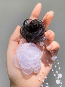 1pc Women's French Style Flower & Faux Pearl Necklace, Romantic And Sexy Clavicle Chain, Princess Collar Accessory Valentines,Mom,Mother,Mother's Day,Gift