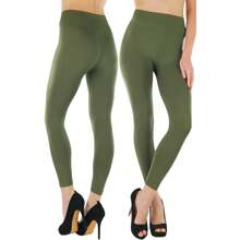 ToBeInStyle Women's Colorful Elastic Capri Length Leggings - 27" High-waisted - Olive - View 1
