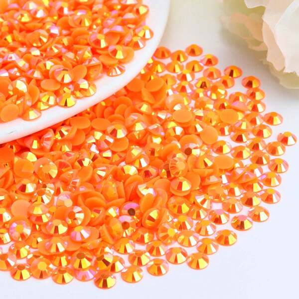 1100Pcs/2100Pcs Tangerine AB Flat Back Resin Rhinestones Beads, 2mm 3mm 4mm 5mm 6mm Non-Hotfix Flatback Round Jelly Resin Rhinestones Gems For DIY Jewelry Craft, Nail Art Decoration, Face Makeup, Making Accessories, Shoes, Clothes, Bags (Red Orange Color) Nail Charms Nail Supplies