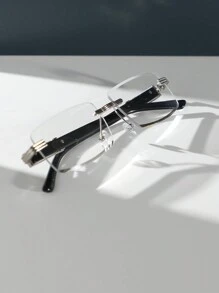 1pc Women's Square Frameless Decorated Arm Casual Glasses, Fashion Suitable For Daily, Vacation, Music Festival, Western Cowgirl Use - Silver - View 4