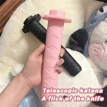 3d列印重力伸縮武士刀模型玩具,塑膠伸縮武士刀,角色扮演動漫武士刀玩具,有創意的減壓禮物玩具 - 黑色 - 查看 2