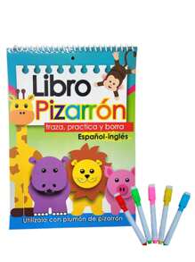 set practica abecedario 3 piezas libro pizarrón lotería didáctica - material didáctico, traza y borra - Multicolor - Ver 2
