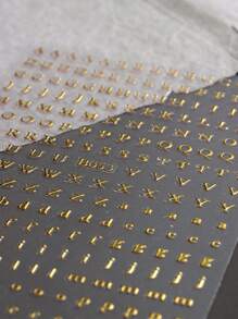 4片装 3D数字英文字母美甲贴纸 DIY美甲自粘字母贴花 金色银色彩色单词滑块美甲装饰美甲用品 - 彩色 - 查看 6
