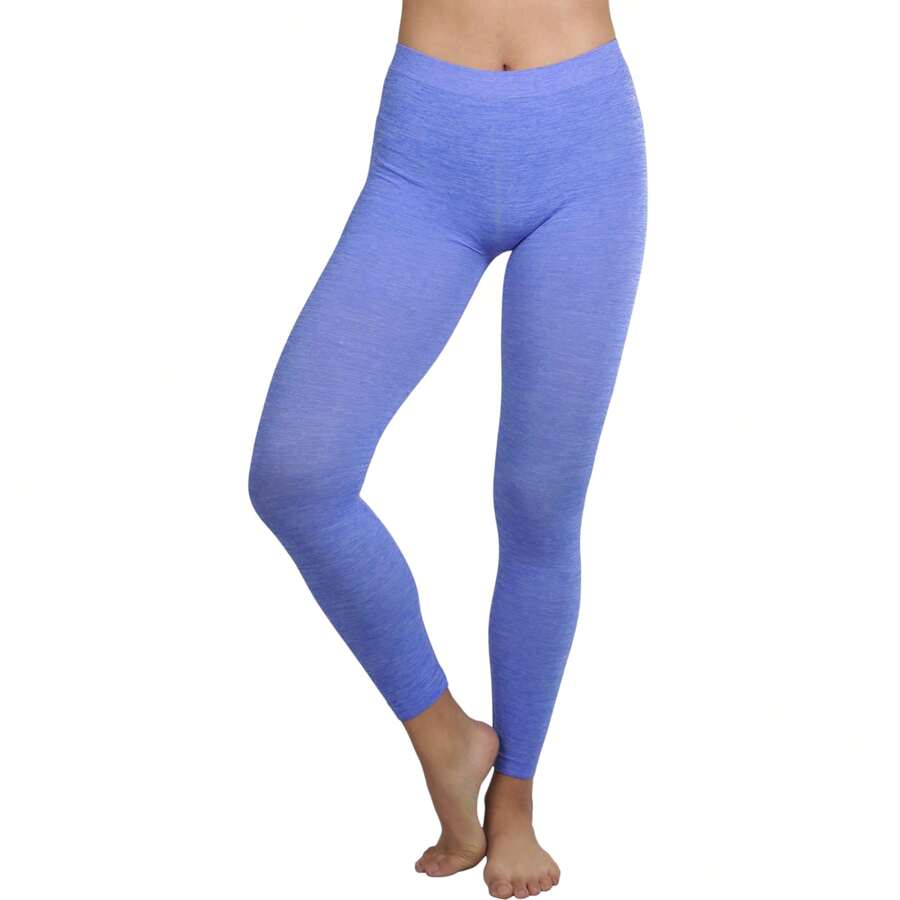 ToBeInStyle Women's Colorful Elastic Full Length Leggings - Heathered - Royal - View 1