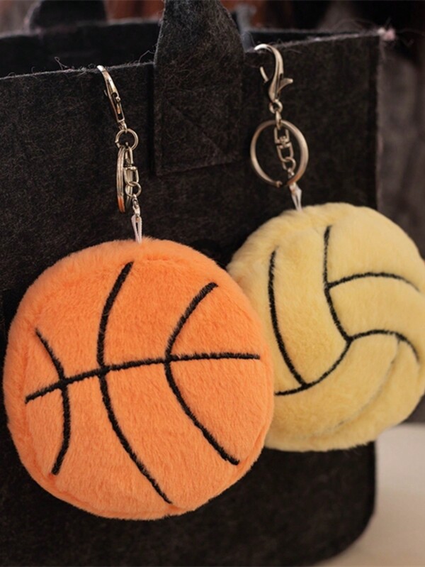 1 pieza Decoración de mochila con colgante creativo de 10cm en forma de balón de fútbol/baloncesto, muñeco de perro, balón de voleibol, bola de billar de peluche, regalos para amigos