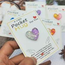 1 件口袋擁抱樹脂心形愛情賀卡適合婚禮、派對、情人節、隔離禮物、生日、勵志卡片、家居/房間裝飾、奇怪的東西 - 白紫 - 查看 1