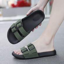 Men's Buckle Strap Slip-Resistant Wear-Resistant Comfortable Thick-Soled Open-Toe Slipper For Summer Outdoors