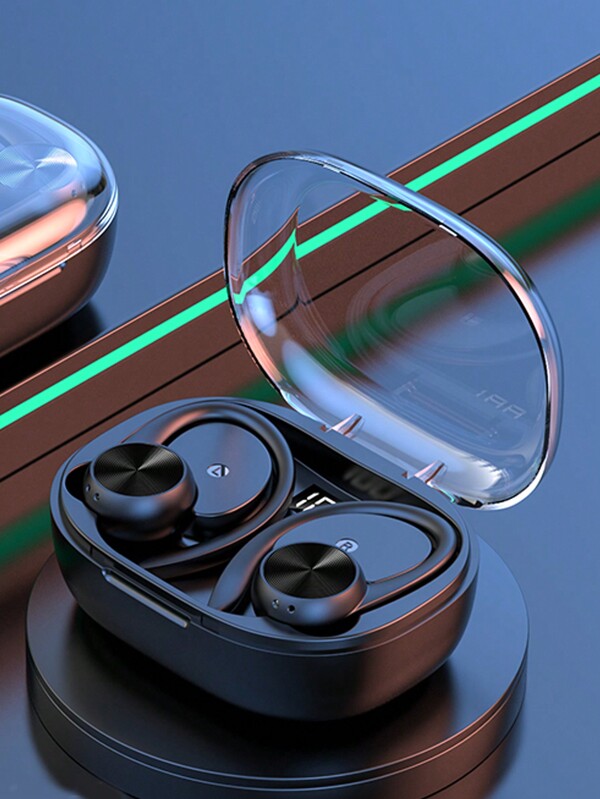 WoSD Auriculares TWS inalámbricos, auriculares deportivos estéreo, teléfono celular Hi Fi estéreo música y micrófono cancelación de ruido con pantalla. Adecuado