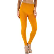 ToBeInStyle Women's Colorful Elastic Full Length Leggings - High-waisted - Lemon Yellow - View 3