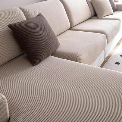 1pc Waterproof Jacquard Universal All Seasons Stretch Sofa Cushion Cover, Modern Style Non-Slip Sofa Cover Suitable For L-Shaped Sofa And 1/2/3/4 Seat Sofa