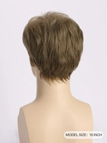 10 Inch Men's Fashionable Natural Short Curly Mixed Color Synthetic Fiber Wig With Side Bangs, Suitable For Daily Wear, Holiday, Party - Brown - View 7