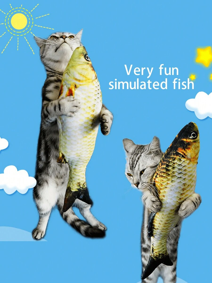 1 Juego/2 Piezas Juguetes De Simulación De Peces Para Gatos, Para Moler Los Dientes Y Jugar