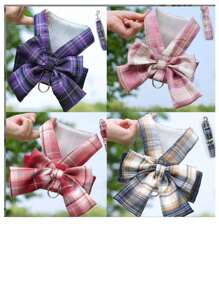 Thú cưng JK Kẻ sọc Đầm Với Harness Dây xích Đối với Đi dạo Chó Và Mèo , Teddy & Chó bun pháp Quần áo & Phụ kiện - Hồng - Xem 1