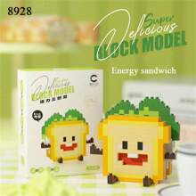 Juguetes de bloques de construcción de comida adorables, manualidades DIY, regalo ideal para amigos, cumpleaños, arte de escritorio, ¡obra de arte increíble! Regalo de vuelta a la escuela / nueva escuela, decoración de habitación, regalos navideños Bloques de color Bloques de color