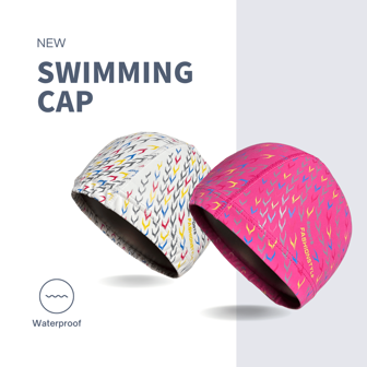 1pc Rose Red Sporty Pu Swimming Cap, With Fashionable Print, Soft & Comfortable, No Slip, Unisex, Sports Gear, Beach Essentials, Beach Accessories, Pool Float