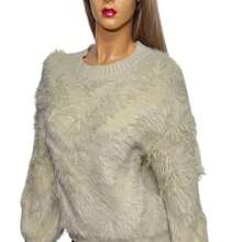 Sueter Ligero Peludo Mujer Cuello Redondo - Beis - Ver 3