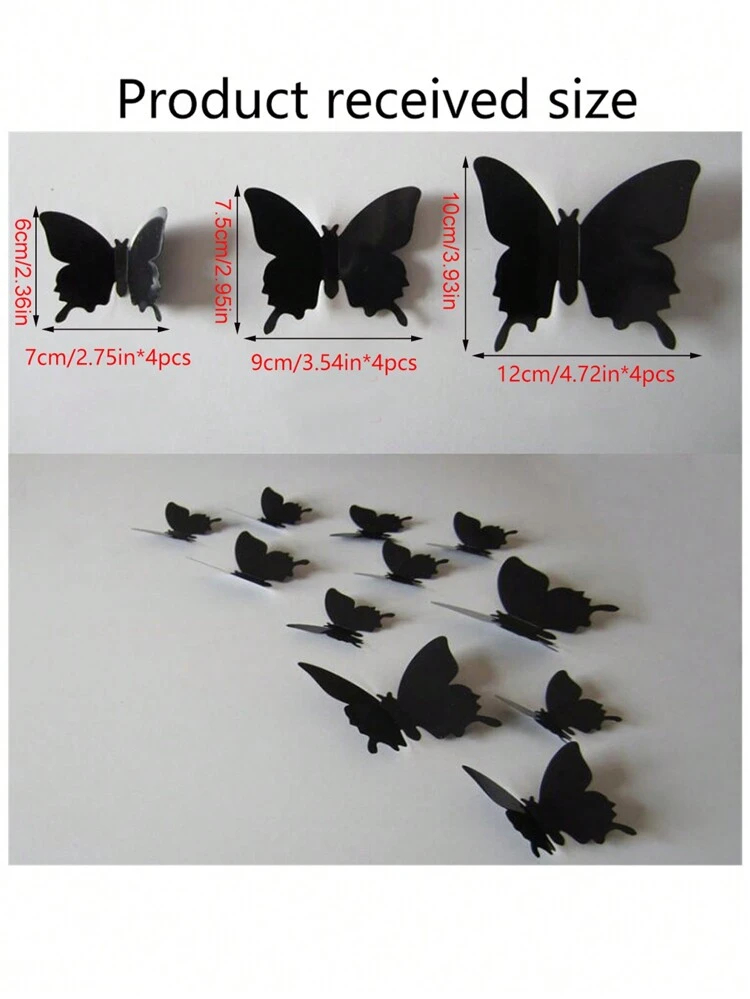 12pcs 3D Butterfly Mirror Wall Stickers, Butterflies Wall Decal Removable DIY Wall Art Party Wedding Decor For Home Decorations, Stickers, Wall Decal, Vinyl Decal For Home Decorations, Spring Decoration Items Refresh Your Home, Rama Decoration Stickers