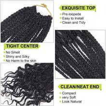 1/3/7 包女神盒式辫，10/12/14/18/24 英寸预绕波西米亚钩针盒式辫，带卷曲发尾，3X 钩针辫合成假发，13 股（#1B） - 黑色 - 查看 3