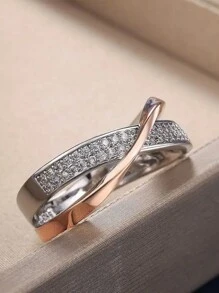Luxury Ring 14k Gold Plated Inlaid Shining  Engagement Wedding Jewelry For Female Match Daily Outfits Party Accessory