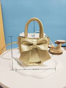 新款兒童時尚蝴蝶結手提包/零錢包,pu 皮革製成,理想的節日禮物 - 金色 - 查看 6