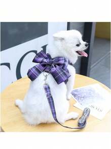 Thú cưng JK Kẻ sọc Đầm Với Harness Dây xích Đối với Đi dạo Chó Và Mèo , Teddy & Chó bun pháp Quần áo & Phụ kiện - Hồng - Xem 3