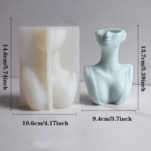Khuôn silicon hình mặt trừu tượng và cây trồng trong chậu cho chậu hoa xi măng, bê tông, thạch cao tự làm - trắng - Xem 2