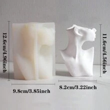 Khuôn silicon hình mặt trừu tượng và cây trồng trong chậu cho chậu hoa xi măng, bê tông, thạch cao tự làm - trắng - Xem 3