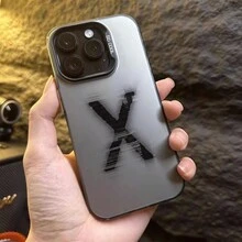1 个个性化黑色字母 X Imd 手机壳，具有酷炫哑光纹理和防滑设计以及独立电镀按钮和哑光独立相机镜头，兼容 iPhone 15/15 Plus/15 Pro/15 Pro Max - 黑色 - 查看 2