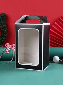 2pcs Black Transparent Display Window Packaging Paper Box, Gift Box For Wedding, Festival - Black - View 1