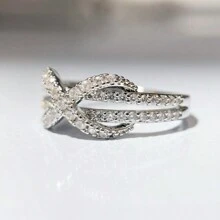 1pc Exquisite Infinity Design Micro Pave Cubic Zirconia Ring Suitable For Women's Daily Wear Cocktail Party Engagement Jewelry Gift - Silver - View 3