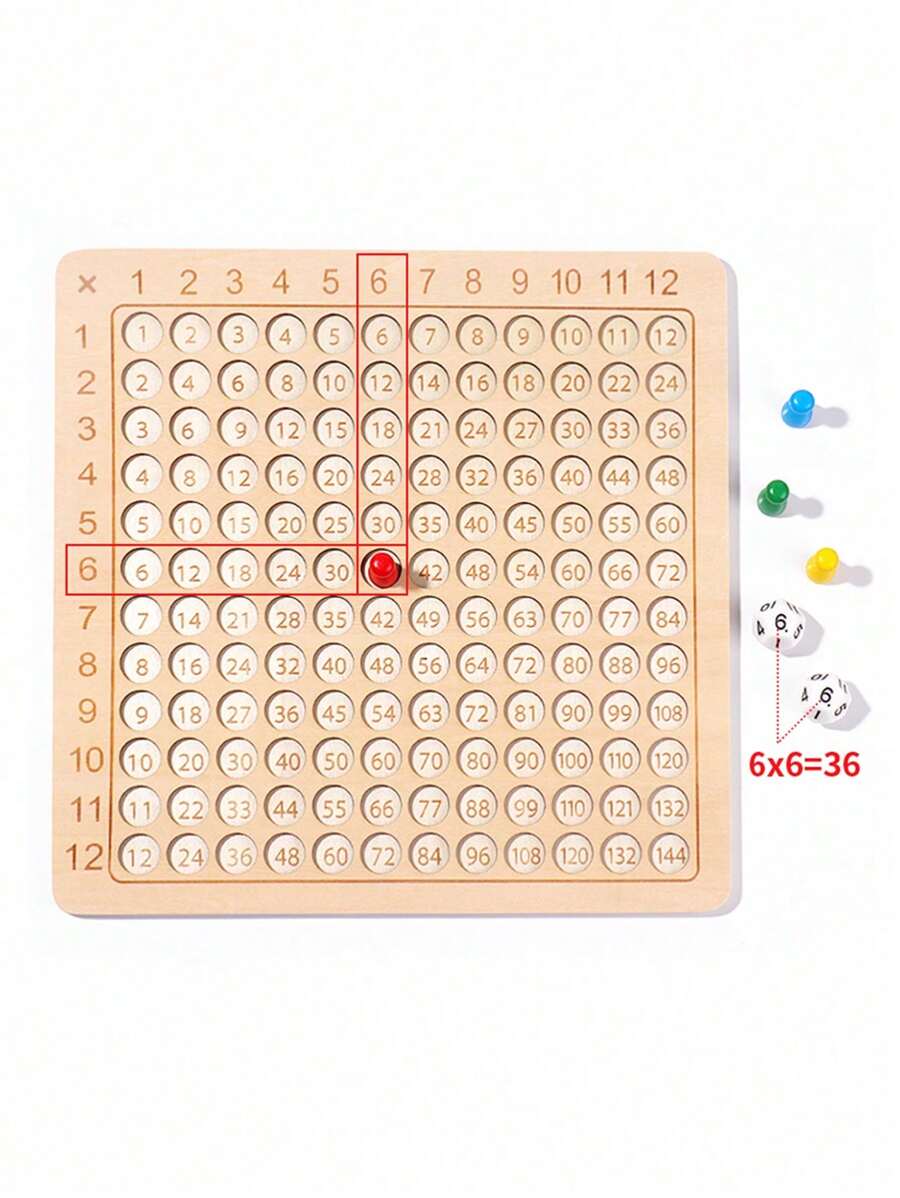 Wooden Math Multiplication Board Game - Educational Toys For Kids Over 3 Years Old - Parent-Child Games For Teaching & Fun! - Apricot - View 1