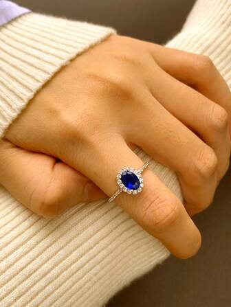 New S925 Sterling Silver Cocktail Party Ruby Ring Series, Luxury Noble Sapphire Wedding Anniversary Holiday Women's Jewelry Gift, Random Box Style