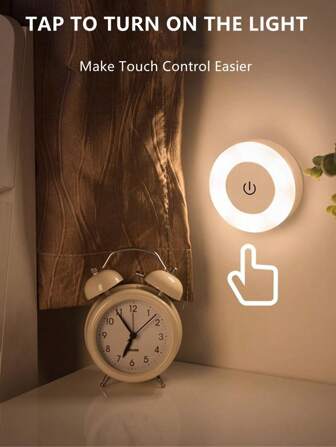 1 st. Beröringskontroll Nattlampor Med 3 färger Och Justerbar ljusstyrka , Bärbar trådlös Skåp Lampor För Hall , Sovrum , Badrum , Vardagsrum , Garderob , Skåp ( Lampa )