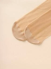 20pairs Solid Color Transparent Breathable Mid-Calf Crystal Hosiery For Women's Daily Wear, Suitable For Everyday Use