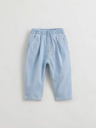 MARC&JANIE 春季青少年休閒純色彈性腰牛仔褲