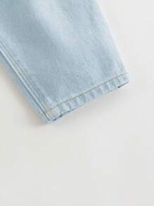 MARC&JANIE Calça Jeans Casual de Cintura Elástica de Cor Sólida para Menino Jovem para a Primavera