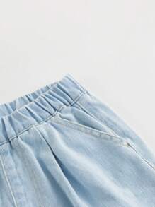MARC&JANIE Calça Jeans Casual de Cintura Elástica de Cor Sólida para Menino Jovem para a Primavera