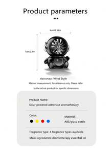 1pc Car Aromatherapy Vent Clips, Astronaut Design Air Freshener, Rotating Fan Fragrance Diffuser, Long-Lasting Subtle Scent
