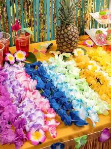 Bộ 1/5/10/20/30/40/50 vòng hoa Hawaii, phụ kiện trang trí tiệc theo chủ đề hoa nhiệt đới Hawaii, vòng hoa đội đầu, trang trí lễ hội, đám cưới, sinh nhật trên bãi biển, đồ dùng tiệc tùng. - Nhiều màu - Xem 6