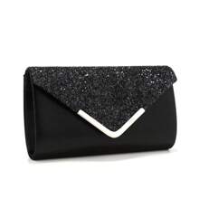 Sac à main de soirée avec paillettes, chaîne en métal, design en V, pour la Saint-Valentin, rendez-vous amoureux, mariage, soirée, banquet. Sac à main de fête de lady décontracté