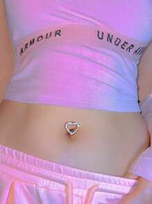 1 Stück modischer Bauchnabelring für Frauen in Herzform mit Kupfer- und kubischen Zirkonia-Einlagen als Körperschmuck, Valentinstag, Muttertag, Geschenk