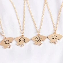 4 Chiếc/Bộ Dây Chuyền Thời Trang Đơn Giản Hình Ngôi Sao Mặt Trăng Mặt Trời Mây Dây Chuyền Cặp Đôi Bạn Gái Bạn Trai Phụ Kiện Dây Chuyền Áo Len - 4 cái - Xem 2