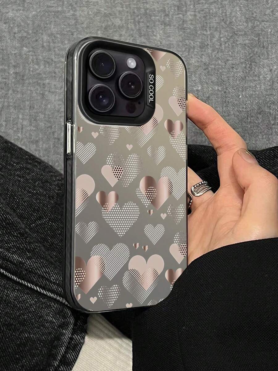 1入漸變紋理的心形印花手機殼 - 黑色 - 查看 1