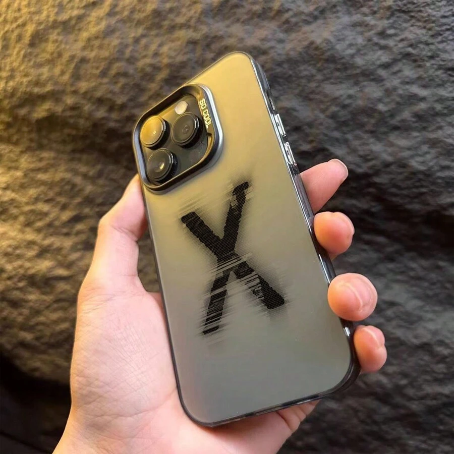 1 个个性化黑色字母 X Imd 手机壳，具有酷炫哑光纹理和防滑设计以及独立电镀按钮和哑光独立相机镜头，兼容 iPhone 15/15 Plus/15 Pro/15 Pro Max - 黑色 - 查看 1