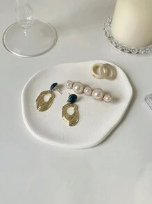 1pc Nordic Style Simple And Asymmetrical Storage Tray, Plaster Tray Jewelry Ornaments Photo Decoration Props Photography Objects Home Back To School