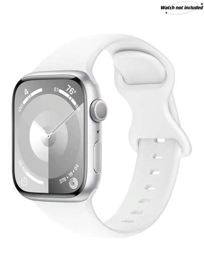 1pc White Cute Casual Soft Silicone Sports Watch Strap Butterfly Buckle Comfortable Adjustable Waterproof Wristband, For Apple Watch Band 38/40/41/42/44/45/46/49mm, For Apple Watch Series Ultra/SE/11/10/9/8/7/6/5/4/3/2/1, Intelligent Watch Accessories