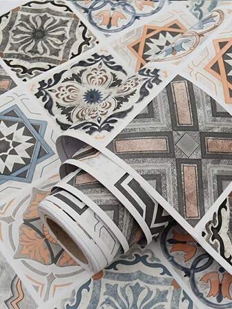 1入組自粘式廚房家具牆貼,防油diy自粘式壁紙,陶瓷磁磚浴室壁紙,3d乙烯基防水材質